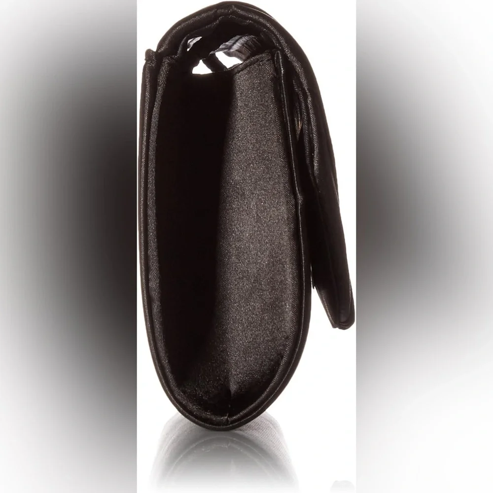 Jessica McClintock Satin Tuxedo Clutch Black Evening Wedding Formal Purse New‎